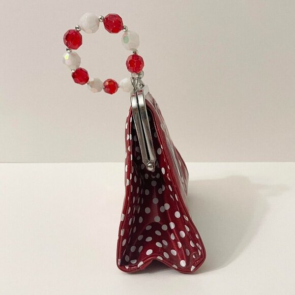 Disney Parks Minnie Mouse Purse Beaded Handle Heart Polka Dots Flaws - Picture 9 of 16